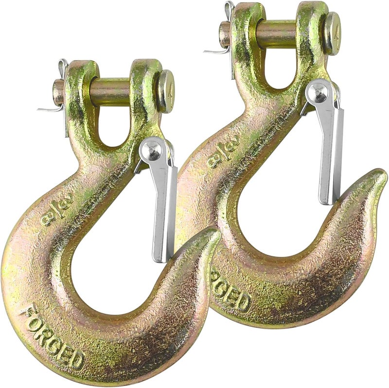 Robbor Safety Latch Hook 3/8 inch Clevis Slip Hook with Latch Grade 70 Forged Steel 18,000 Lbs Capacity Heavy Duty Chain Hook Working with Towing and Chain - Image 1